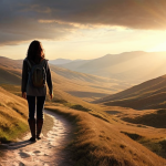 **Prompt 1: Emotional Agility & Inner Compass**
    A serene, thoughtful person standing calmly on a winding, luminous path that cuts through a dynamic, swirling landscape of abstract emotions – some bright and flowing, others darker but not overwhelming. A subtle, glowing compass symbol is visible at their heart or in their hand, radiating clarity and guiding their way. The overall mood is one of self-awareness, peace amidst internal complexity, and quiet strength. Soft, ethereal lighting.