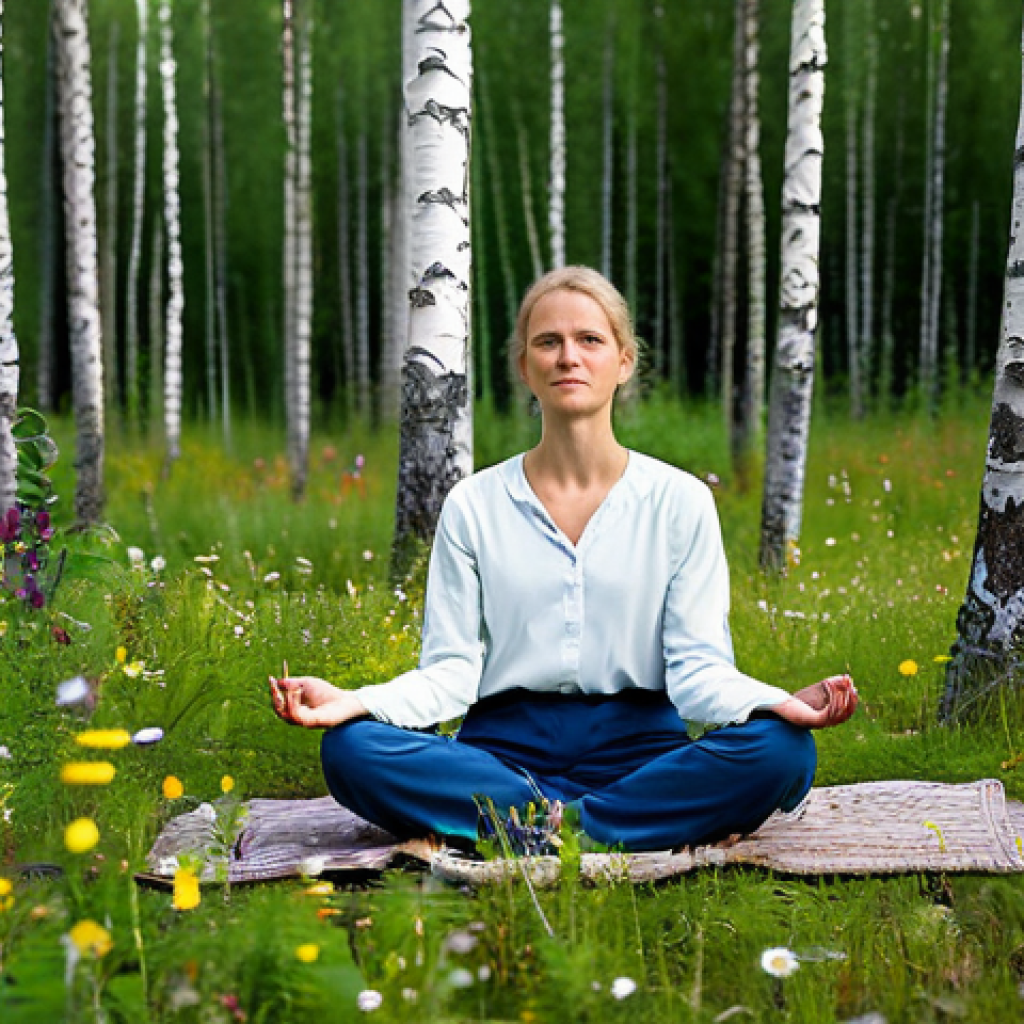 정서적 민첩성 향상을 위한 사례 연구 - Mindfulness in Nature**
"A woman in comfortable, modest clothing practicing mindful meditation in a...